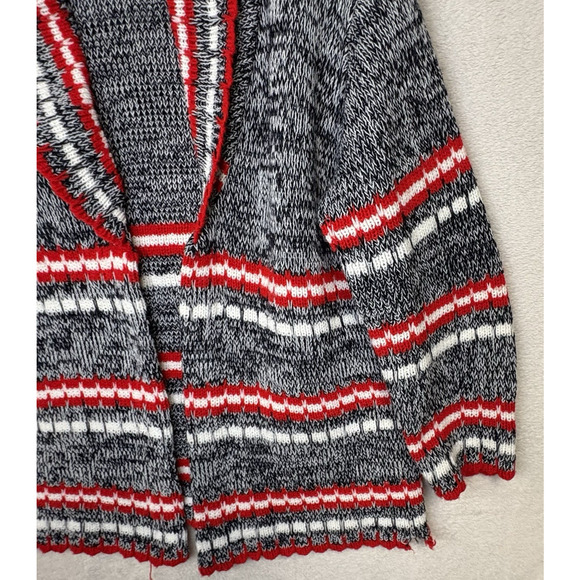 Vintage Scotch English Red Blue White Knit Collar Cardigan Sweater Medium - Picture 6 of 12